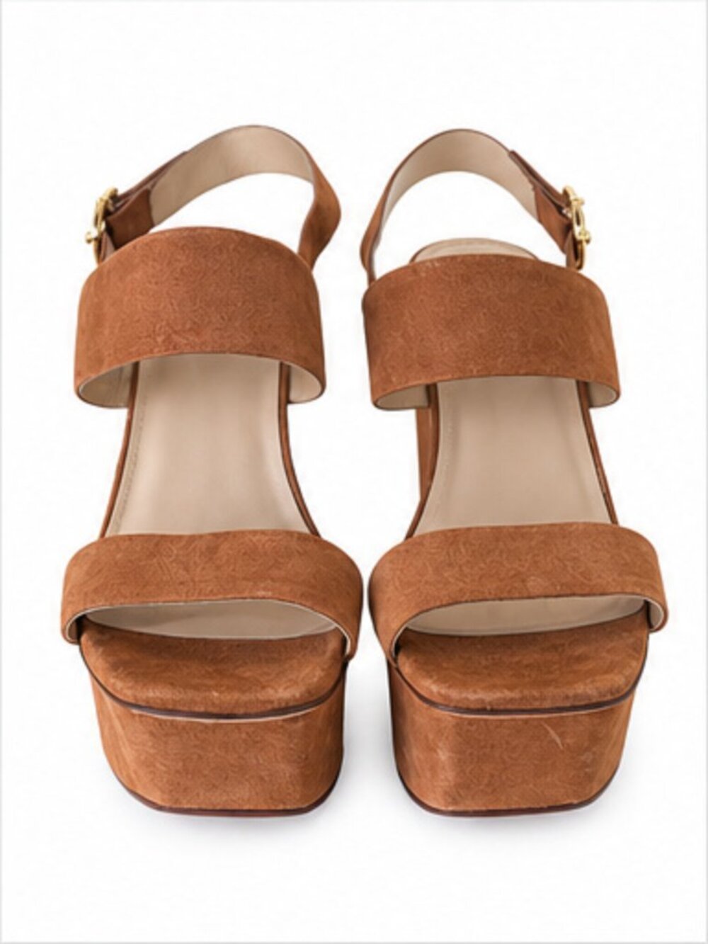 Tory Burch Cognac Suede Wedges Size 11 - Picture 2 of 9
